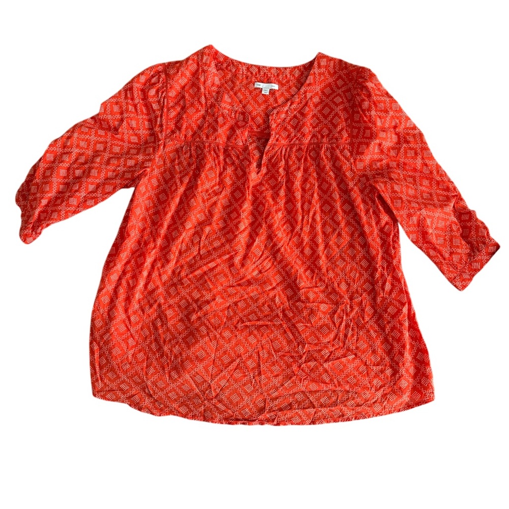 GAP Orange Relaxed Tunic with Mandarin Collar